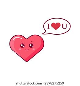 A cute heart for Valentine's Day. Kawaii Character for congratulations and décor. be my Valentine