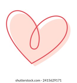 Corazón lindo. Tema de San Valentín. Mano Simple Dibujada. Estilo retro. Estilo de las líneas de arte memphis. Ideal para carteles, tarjetas, invitaciones, tiras o tarjetas de felicitación de San Valentín. Ilustración del vector