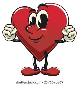 Cute heart vektor illustration mascot character be strong, work of hand drawn