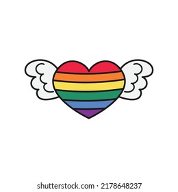Corazón lindo con el ala de color orgullo aislado