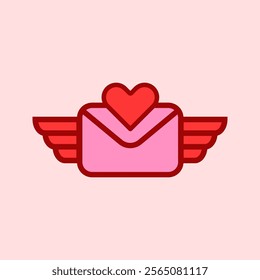 Cute Heart Winged Envelope for Valentine's Day