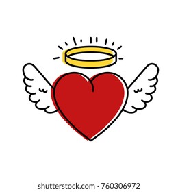 cute heart with wings and halo