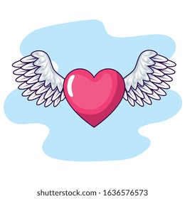 cute heart with wings icon vector illustration design