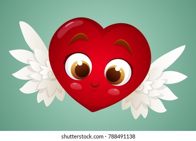 Cute heart with wings illustration