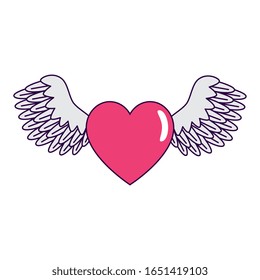cute heart with wings isolated icon vector illustration design