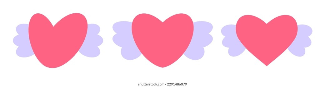 Cute heart with wings. Symbol of love, care and happiness. Heart for web design and postcards. Vector illustration isolated on white background.
