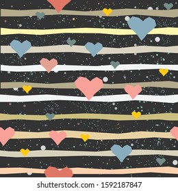 Cute Hearts Background. Seamless Pattern with hearts. Vector Illustration.