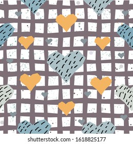 Cute Hearts Background. Seamless Pattern with hearts. Vector Illustration.