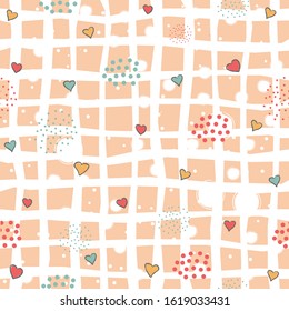 Cute Hearts Background. Seamless Pattern with hearts. Vector Illustration.