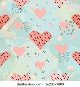 Cute Hearts Background. Seamless Pattern with hearts. Vector Illustration.