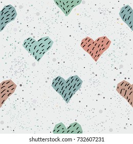 Cute Hearts Background. Seamless Pattern with hearts. Vector Illustration.