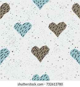 Cute Hearts Background. Seamless Pattern with hearts. Vector Illustration.