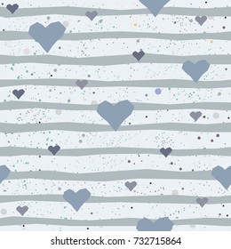 Cute Hearts Background. Seamless Pattern with hearts. Vector Illustration.