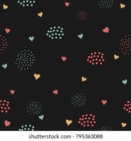 Cute Hearts Background. Seamless Pattern with hearts. Vector Illustration.