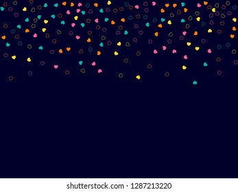 Cute hearts. Background with small hearts. Colorful pattern with small hearts on blue background. Template for greeting card Happy Valentines day, textile design, love concept. Vector illustration.