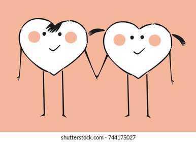 Cute hearts characters.