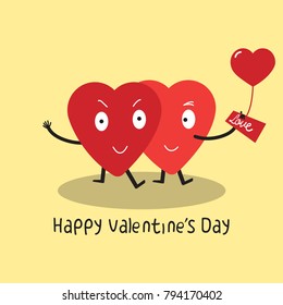 Cute hearts characters. Couple in love concept. Vector for Valentines day