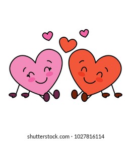 Two Happy Smiling Hearts Cartoon Heart Stock Vector (Royalty Free ...