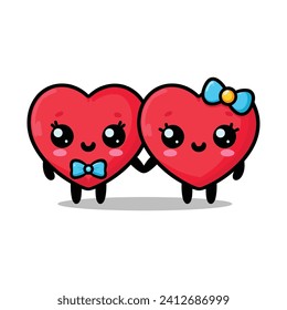 cute hearts couple for valentine vector