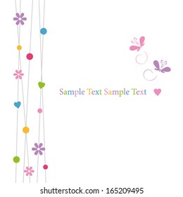 cute hearts flowers dots & butterflies greeting card