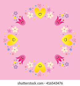 cute hearts and flowers frame