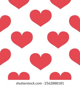 Cute hearts icons background pattern design. Seamless red love texture for fabric, wrapping gift, wallpaper for Valentine's Day. EPS10