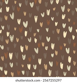 Cute hearts illustration, seamless pattern. Hand drawn hearts pattern for Valentine's Day.