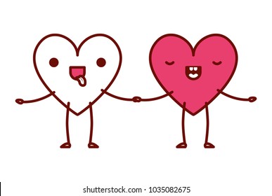 cute hearts love couple kawaii characters