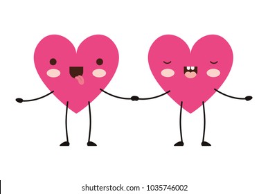 Cute Hearts Love Couple Kawaii Characters Image Vectorielle De Stock Libre De Droits