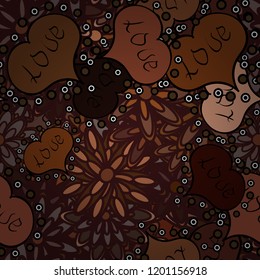 Cute hearts love on brown, black and beige colors on nice background. Unusual designs. Vector illustration. Valentines day seamless background.