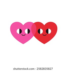 Cute hearts mascot characters. Valentine's day Greeting posters. Red love heart. Valentine's day Greeting posters.
