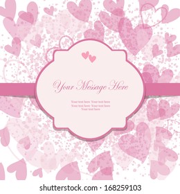 Cute hearts pattern with a frame for your love message - eps 10 with transparent hearts