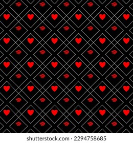Cute hearts pattern wire style and black white background 
