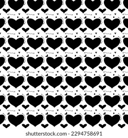 Estilo de cable de patrón de corazones cortos y fondo blanco negro 