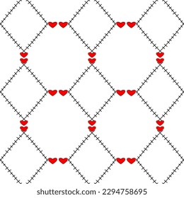 Cute hearts pattern wire style and black white background 