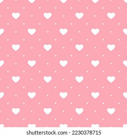 Cute hearts and polka dot vector seamless pattern for baby or Valentine's Day