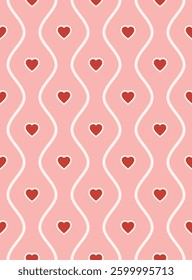 Cute hearts seamless pattern design. Vector illustration.