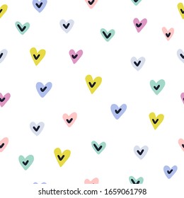 Cute hearts seamless pattern. Love print for fabric and textile. Colorful background. Vector illustration