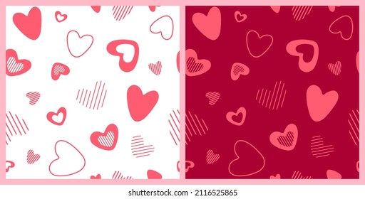 Cute hearts seamless pattern. Lovely romantic background, great for Valentine's Day, Mother's Day, textiles, wallpapers, banners. Vector design.