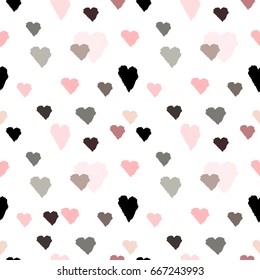 Cute hearts seamless pattern on white background.