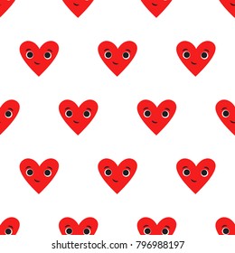 Cute hearts seamless pattern on white background. Simple design for Valentine's Day.