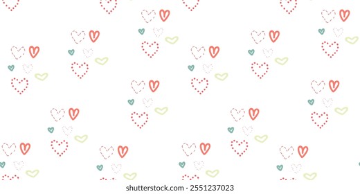 Cute hearts seamless pattern. Romantic package print. Vector romantic background. Great for fabric, textile, apparel. Holiday backdrop texture, wedding design.