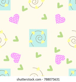 Cute hearts seamless pattern for Valentine's Day. Vector illustration.