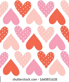Cute hearts seamless pattern. Vector illustration.