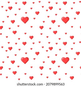 Cute hearts seamless vector pattern. Valentines day background. Flat design endless repeatable chaotic print.