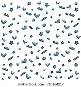 Cute hearts and stars pattern background. Vector illustration