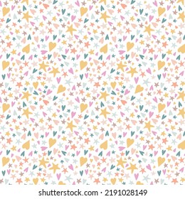 cute hearts and stars pattern design art illustration
