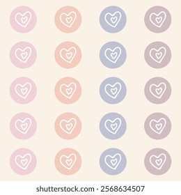 Cute Hearts Valentine's Day Pattern with Muted Palette