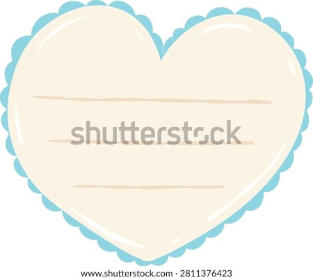 a cute heart-shaped blank note with three lined spaces for writing a message. The heart has a scalloped blue border and a creamy white center, perfect for expressing affection or leaving a reminder