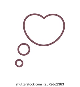 Cute heart-shaped text bubble icon. Kawaii romantic emoji. Thinking about love concept. Hand drawn illustration isolated on a white background. Vector 10 EPS.
